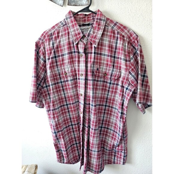 Carhartt Shirt Men's Large Relaxed Fit Short Sleeve Pocket Grandpacore Preppy - Picture 4 of 12